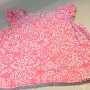 Like New! Lilly Pulitzer Girls Flutter Sleeve Top (Size M 6/7)
